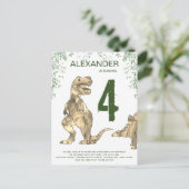 T-Rex Dinosaurus Verjaardagsfeest Budget Uitnodiging Briefkaart (Staand voorkant)
