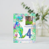 T-Rex Dinosaurus Verjaardagsfeest Budget Uitnodiging Briefkaart (Staand voorkant)