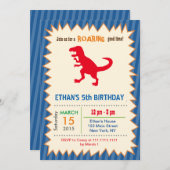 T-Rex Dinosaurus Verjaardagsfeest Uitnodigingen (Voorkant / Achterkant)