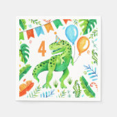 T rex dinosaurus verjaardagsfeest Waterverf Servet (Voorkant)