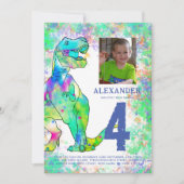 T-Rex Dinosaurus Verjaardagsfeestfoto Kaart (Voorkant)