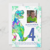 T-Rex Dinosaurus Verjaardagsfeestfoto Kaart (Voorkant)