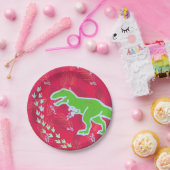 T-Rex-dinosaurus volgt Jurassic Papieren Bordje (Feest)