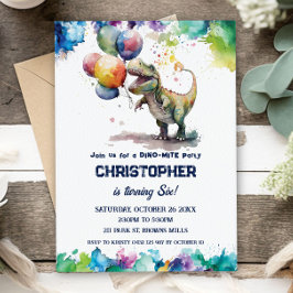 T-Rex Dinosaurusballonnen Splash Verjaardagsfeest Kaart