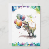 T-Rex Dinosaurusballonnen Splash Verjaardagsfeest Kaart (Achterkant)