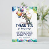 T-Rex Dinosaurusballonnen Verf Splash Verjaardag Bedankkaart (Staand voorkant)