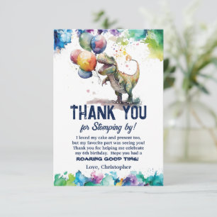 T-Rex Dinosaurusballonnen Verf Splash Verjaardag Bedankkaart