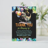 T-Rex Dinosaurusballonnen Verf Splash Verjaardag Bedankkaart (Staand voorkant)