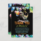 T-Rex Dinosaurusballonnen Verf Splash Verjaardag Bedankkaart (Voorkant / Achterkant)