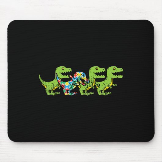 T-Rex Dinosaurussen Puzzel Dino Autisme Awareness Muismat (Voorkant)