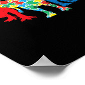 T-Rex Dinosaurussen Puzzel Dino Autisme Awareness  Poster (Hoek)
