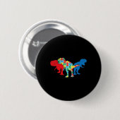 T-Rex Dinosaurussen Puzzel Dino Autisme Awareness  Ronde Button 5,7 Cm (Voorkant /achterkant)