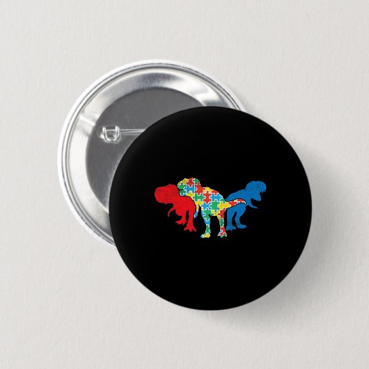 T-Rex Dinosaurussen Puzzel Dino Autisme Awareness  Ronde Button 5,7 Cm (Voorkant /achterkant)