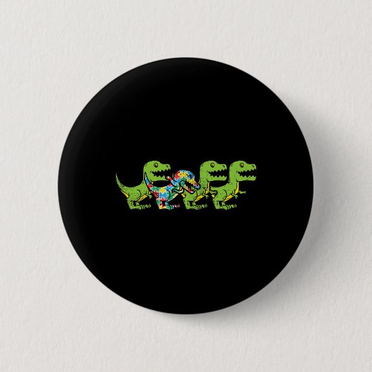 T-Rex Dinosaurussen Puzzel Dino Autisme Awareness  Ronde Button 5,7 Cm (Voorkant)