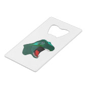T Rex Dinossaur Creditkaart Flessenopener (Voorkant Gekanteld)