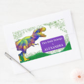 T Rex Dit boek behoort tot de Kinder naam Rechthoekige Sticker (Envelop)