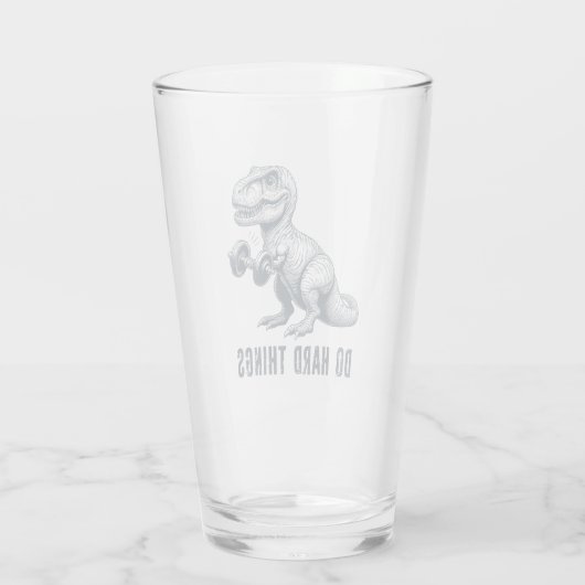 T-Rex doen harde dingen Glas (Achterkant)