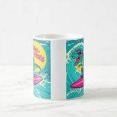 T-Rex draagt een zonnebril en rijdt op een neon ro Koffiemok (Center)