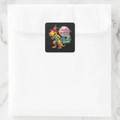 T-Rex draagt groene hardloopoutfit Vierkante Sticker (Tas)