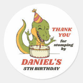 T-Rex draait 1 Cute Dinosaur kinderen Birthday Par Ronde Sticker