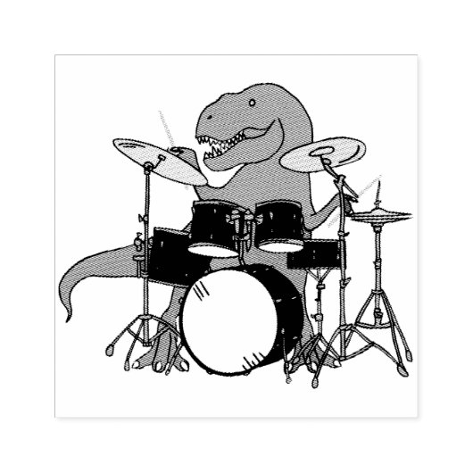 T-Rex Drummer Rubberstempel (Afrduk)