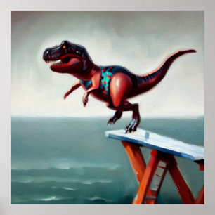 T Rex duiken Poster