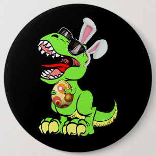 T Rex Easter Bunny Funny Dinosaur Boys Basket Stuf Ronde Button 6,0 Cm