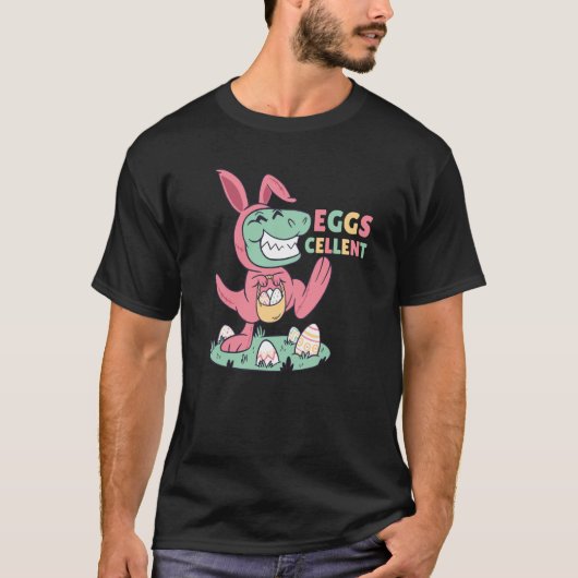 T rex Easter Bunny Pun Eggs Cellent T-shirt (Voorkant)