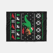 T Rex Eating Reindeer Funny Dinosaur Christmas Ugl Fleece Deken (Voorkant (Horizontaal))