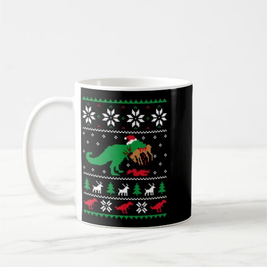 T Rex Eating Reindeer Funny Dinosaur Christmas Ugl Koffiemok (Links)
