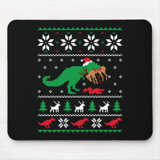 T Rex Eating Reindeer Funny Dinosaur Christmas Ugl Muismat (Voorkant)
