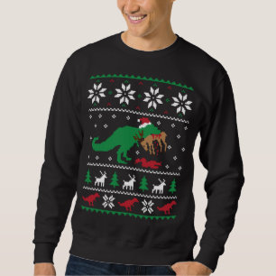 T Rex Eating Reindeer Funny Dinosaur Kerstmis Ugl Trui