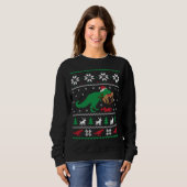 T Rex Eating Reindeer Funny Dinosaur Kerstmis Ugl Trui (Voorkant volledig)