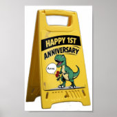 T-rex eerste jubileum met rozen poster (Voorkant)
