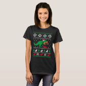 T Rex eet rendier Grappige dinosaurus Kerstmis lel T-shirt (Voorkant volledig)