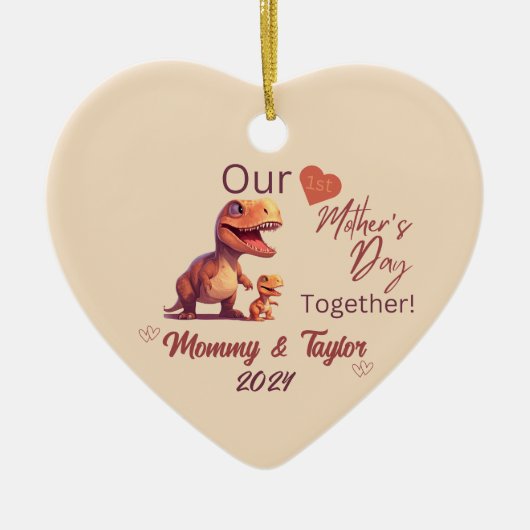 T-Rex en baby, onze eerste moederdag samen Keramisch Ornament (Voorkant)