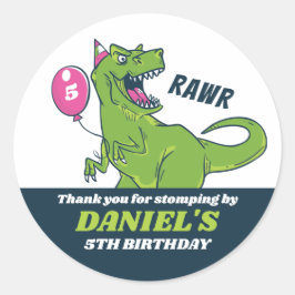 T-Rex en ballon Dinosaur Kids Birthday Party Ronde Sticker