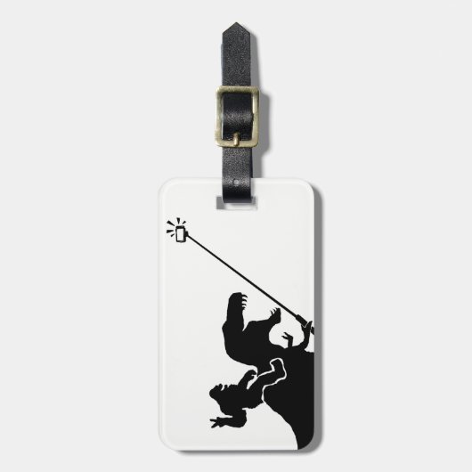 T-rex en bigfoot selfie bagagelabel (Voorkant verticaal)