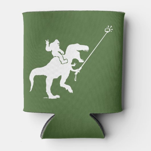 T-rex en bigfoot selfie blikjeskoeler (Voorkant)