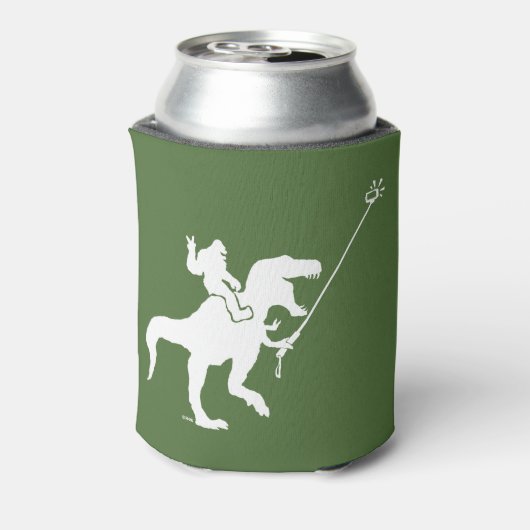 T-rex en bigfoot selfie blikjeskoeler (Blikje Achterkant)