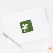 T-rex en bigfoot selfie vierkante sticker (Envelop)