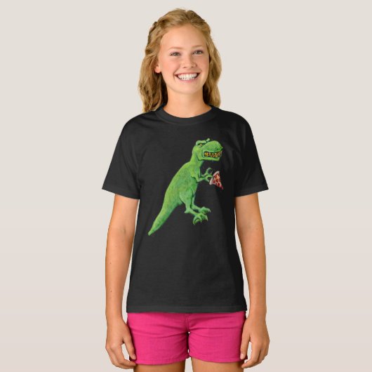 T-Rex en Pizza T-shirt (Voorkant volledig)