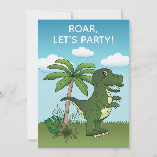 T-rex en Pteranodon Dinosaur Cute Kind Birthday Kaart (Voorkant)