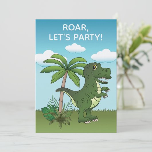 T-rex en Pteranodon Dinosaur Cute Kind Birthday Kaart (Staand voorkant)