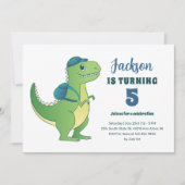 T-Rex en rugzak School Kinder Dinosaur Birthday Kaart (Voorkant)