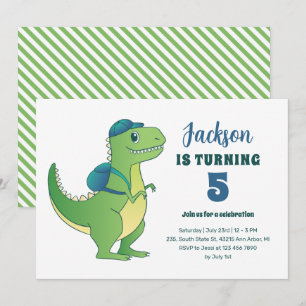 T-Rex en rugzak School Kinder Dinosaur Birthday Kaart