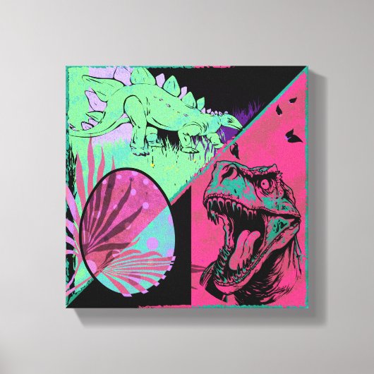 T Rex en Stegosaurus Dinosaurus Canvas Kunst (Voorkant)
