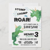 T Rex en Triceratops Dinosaurus Uitnodiging voor v (Voorkant)