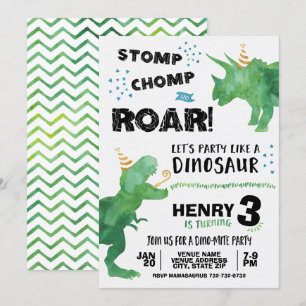 T Rex en Triceratops dinosaurus verjaardagsuitnodi Kaart