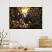 T-Rex en Triceratops Poster (Keuken)